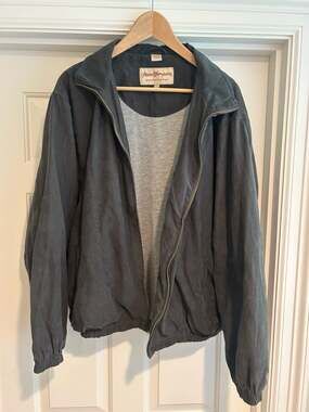 Norm Thompson Full Zip Bomber Jacket Charcoal Grey Size L Mens Unisex